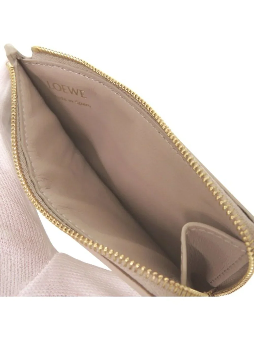 Loewe Knot Fragment Case Coin Leather Beige